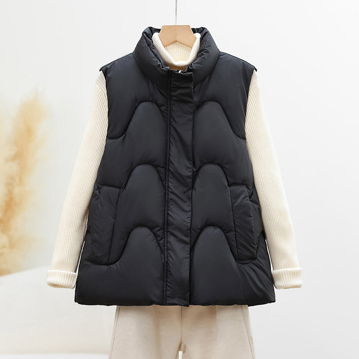 Damen nan ärmellose Steppweste mit hohem Polokragen und ergonomischer Bogensteppung Drune
