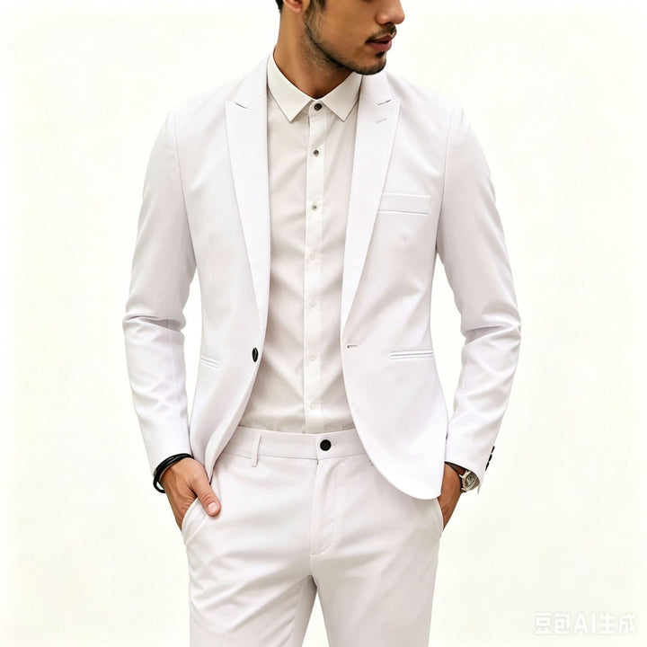 Herren Zweiteiliges Slim‑Fit Anzugset mit schmalem Revers und Stretchgewebe Drune