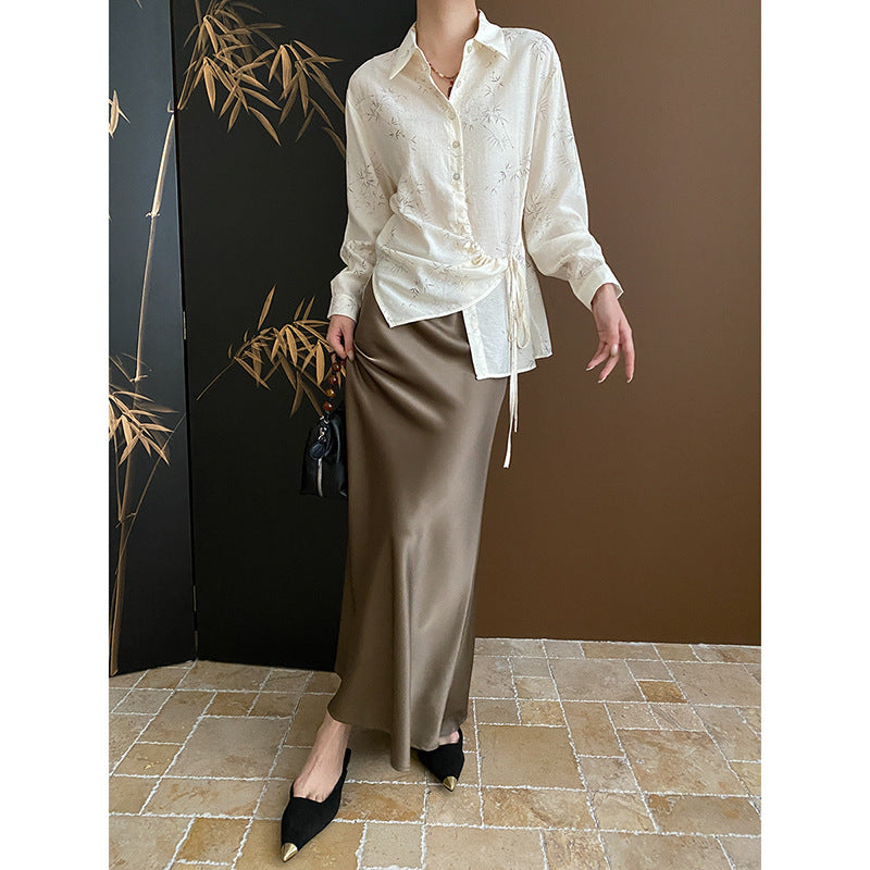 Damen Elegantes Blusenshirt mit Wickeldesign und floralem Muster Drune