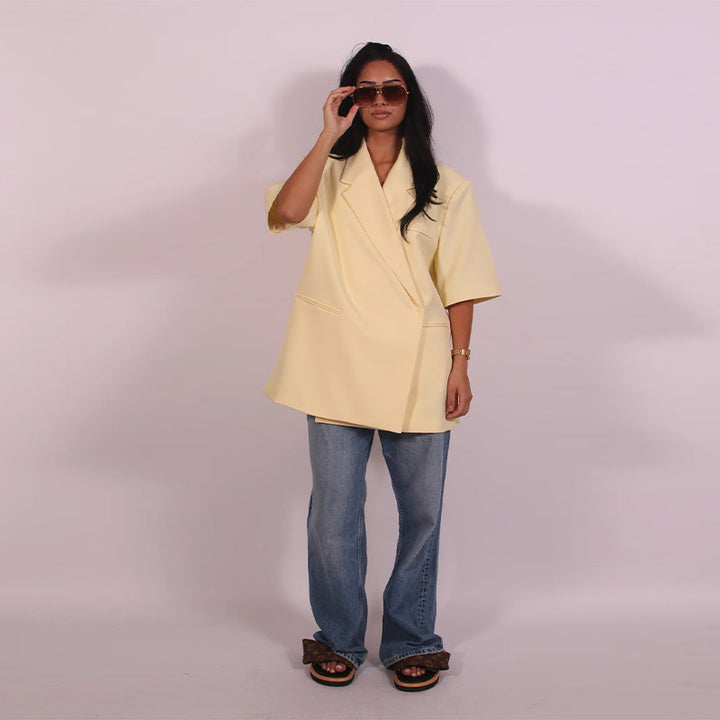 Damen lässiges hochwertiges Oversized Set mit Kurzärmeljacke und Shorts Drune