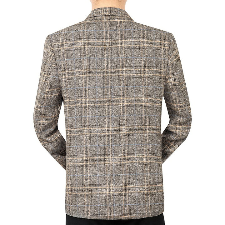 Herren Kariertes Slim-Fit Sakko mit strukturiertem Wollmix und aufgesetzten Taschen Drune