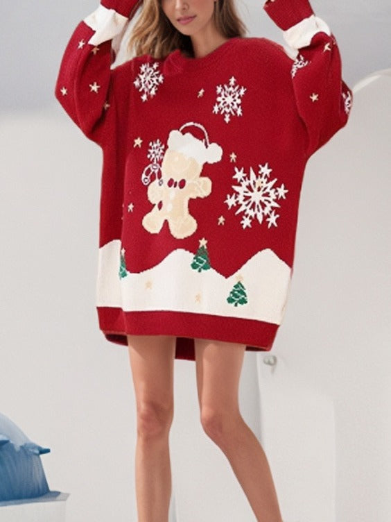 Damen Winterstrickpullover mit festlichem Design und bequemer Oversized-Passform Drune