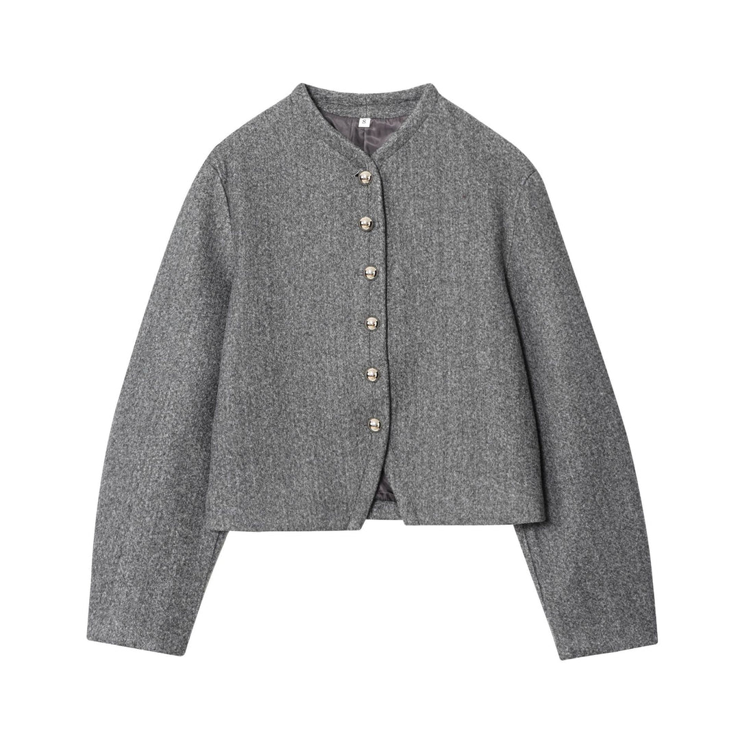 Damen modische Kurzjacke mit eleganter Knopfleiste Drune