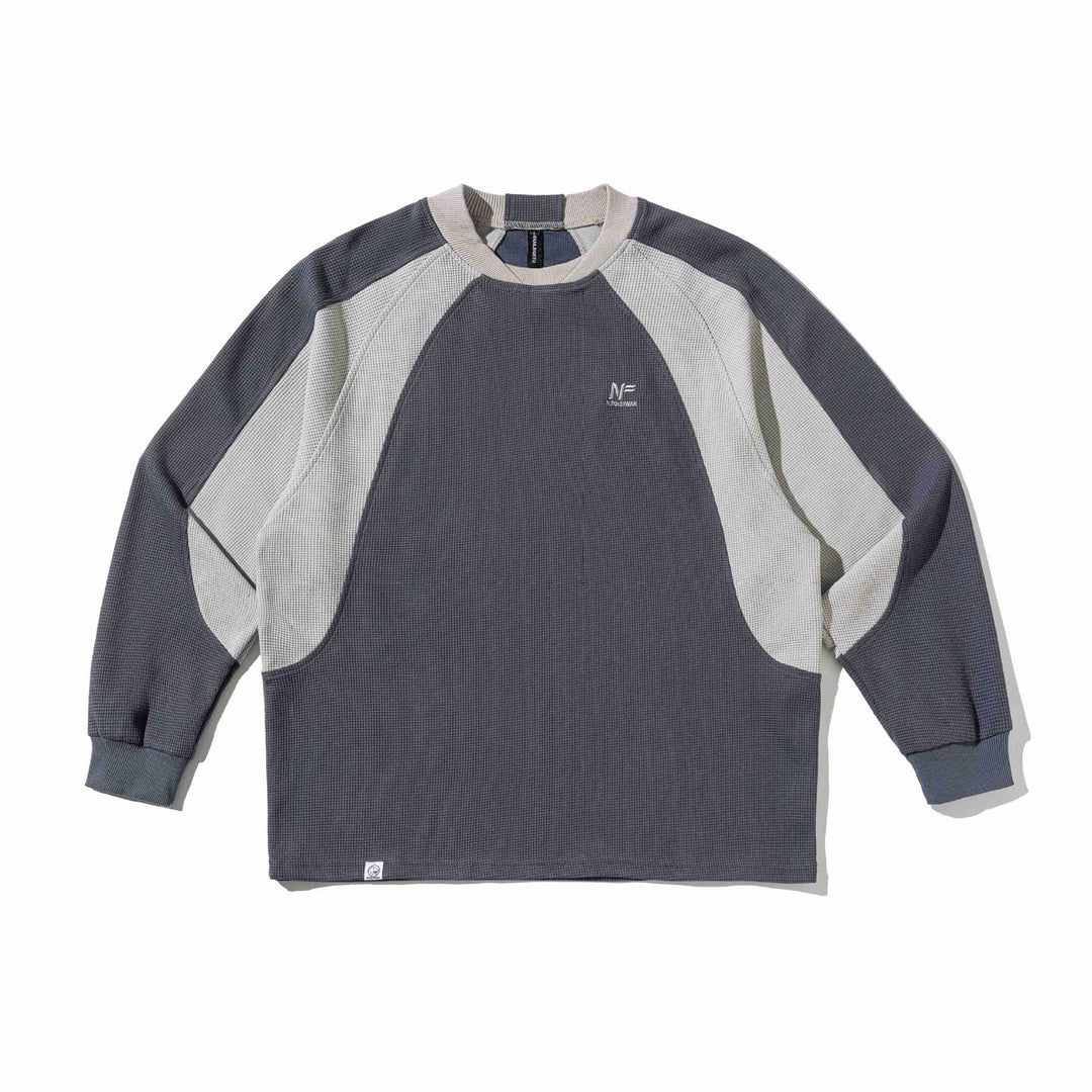 Herren Waffelstruktur-Sweatshirt mit Raglanärmeln und kontrastierenden Einsätzen Drune