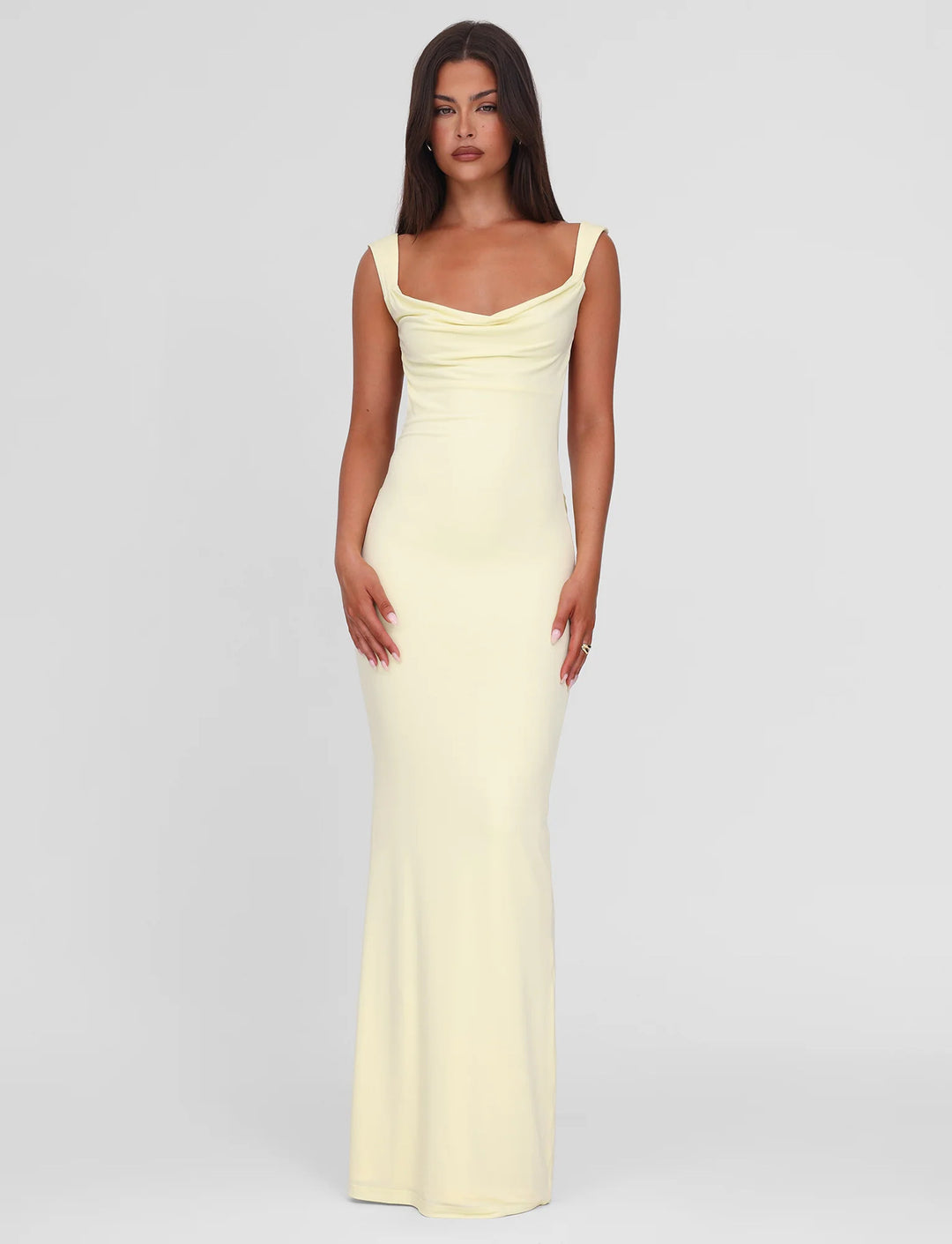 Damen nan körperbetontes Abendkleid mit quadratischem Ausschnitt und breiten Trägern Drune
