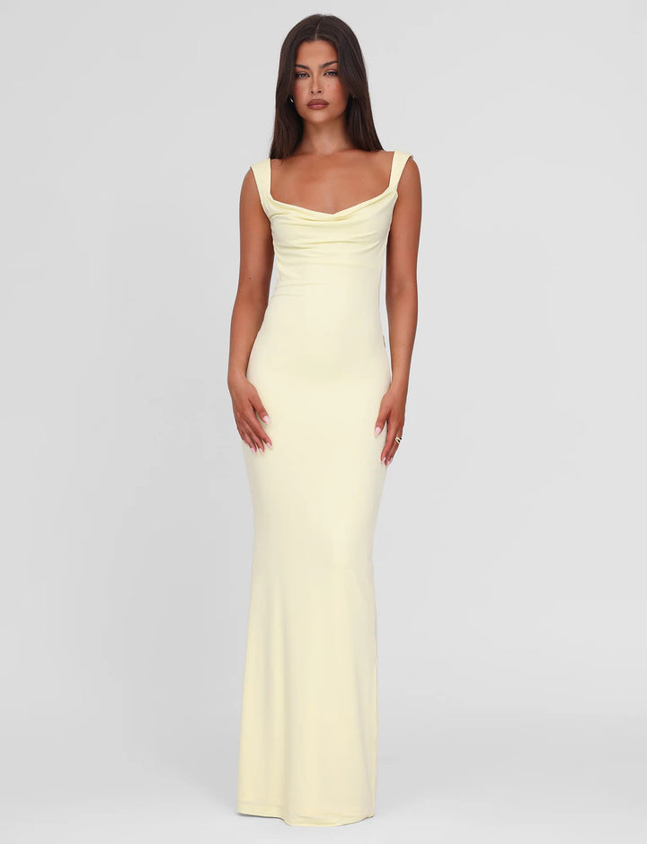 Damen nan körperbetontes Abendkleid mit quadratischem Ausschnitt und breiten Trägern Drune