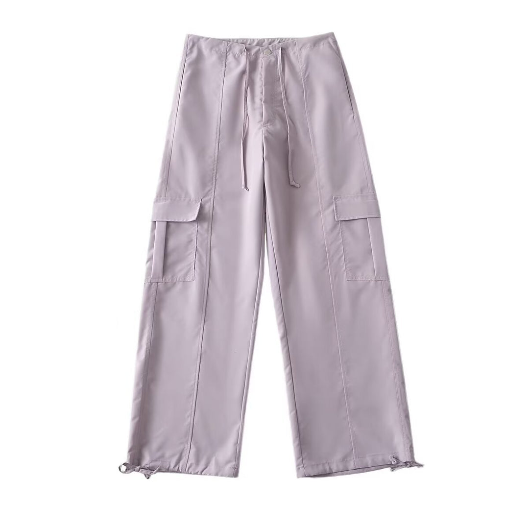 Damen bequeme Cargo-Hose mit verstellbarem Bund und funktionellen Taschen Drune