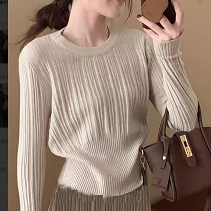 Damen Elegantes Plissee Maxikleid mit Strickpullover Drune