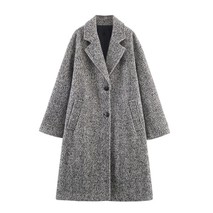 Damen klassische Oversized Wollmantel Drune