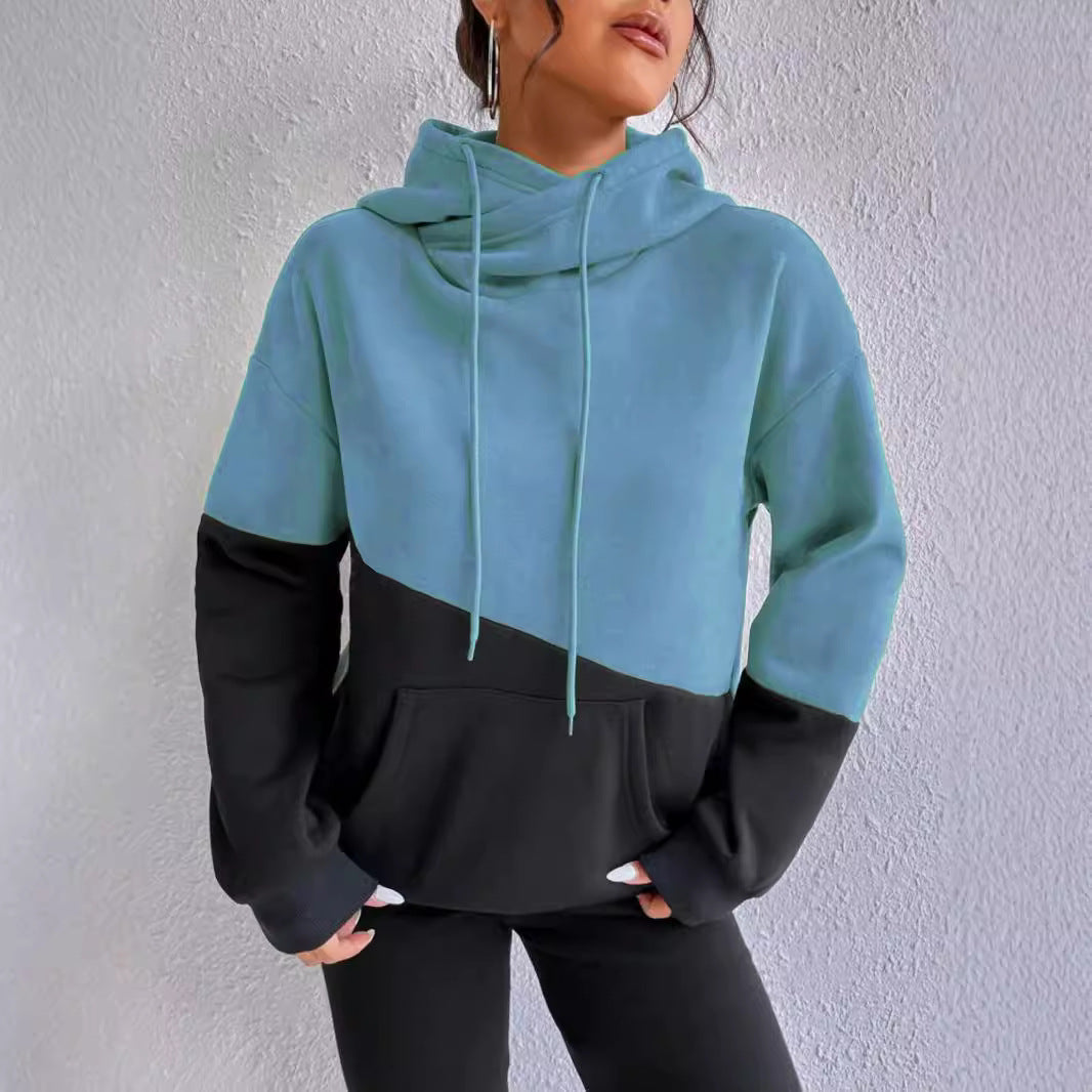 Damen lässiger Kapuzenpullover mit Farbblock-Design Drune