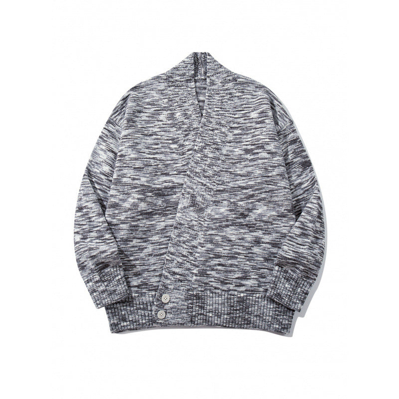 Unisex Boxy-Strickcardigan mit asymmetrischer Knopfleiste und breit geripptem Saum Drune