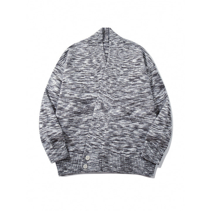 Unisex Boxy-Strickcardigan mit asymmetrischer Knopfleiste und breit geripptem Saum Drune