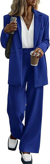 Damen Oversize-Hosenanzug mit Longblazer und weiter Bundfaltenhose Drune