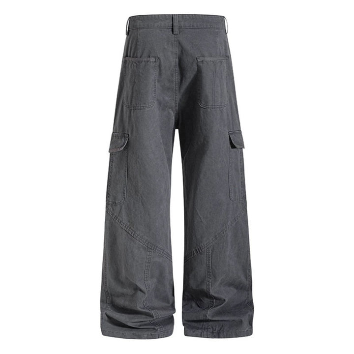 Damen Weite Cargo-Hose aus Baumwoll-Mix mit hohem Bund und Multifunktionstaschen Drune