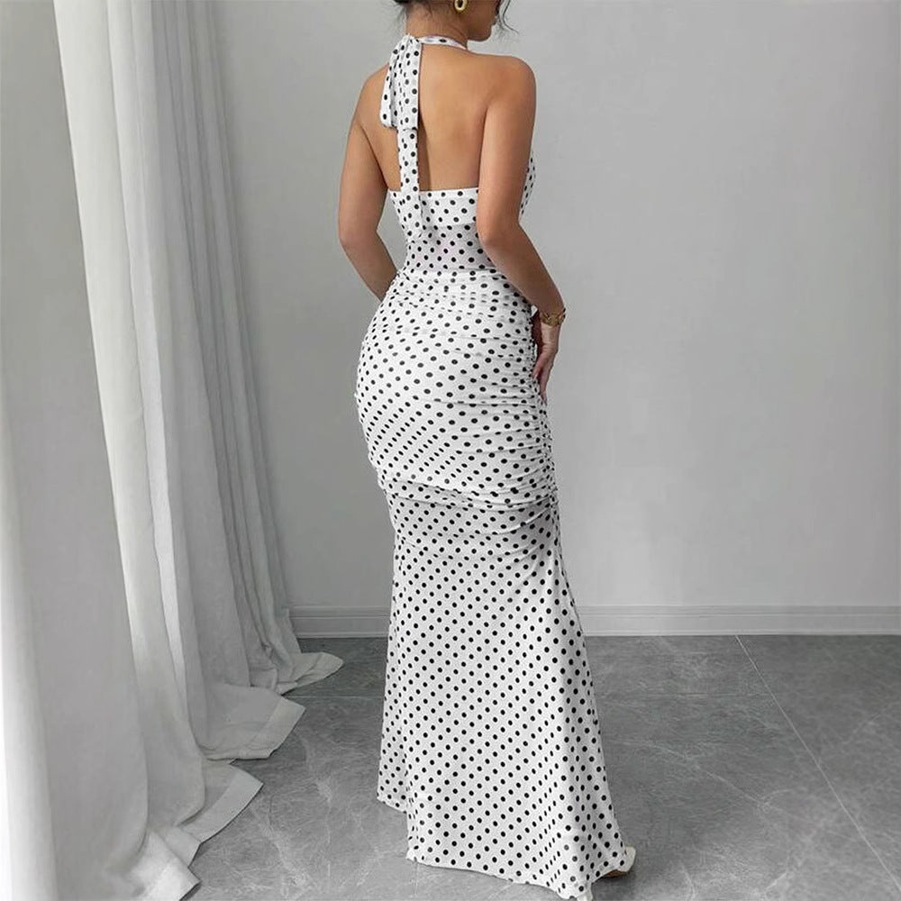 Damen Maxikleid mit schickem Pünktchenmuster und elegantem Neckholder Drune