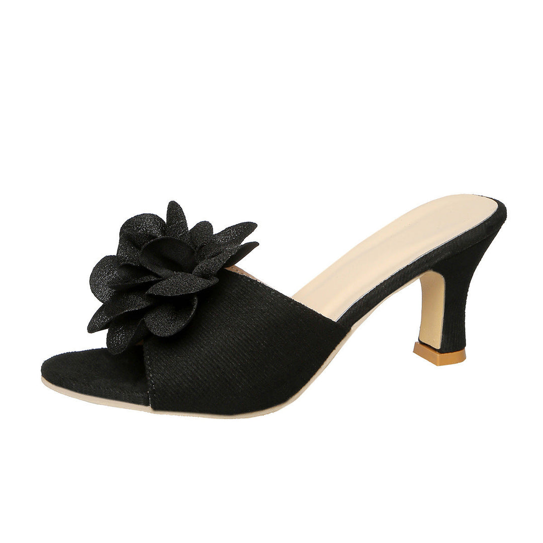 Damen Offene Elegant Sandalen mit floralem Akzent und stilvollem Blockabsatz Drune