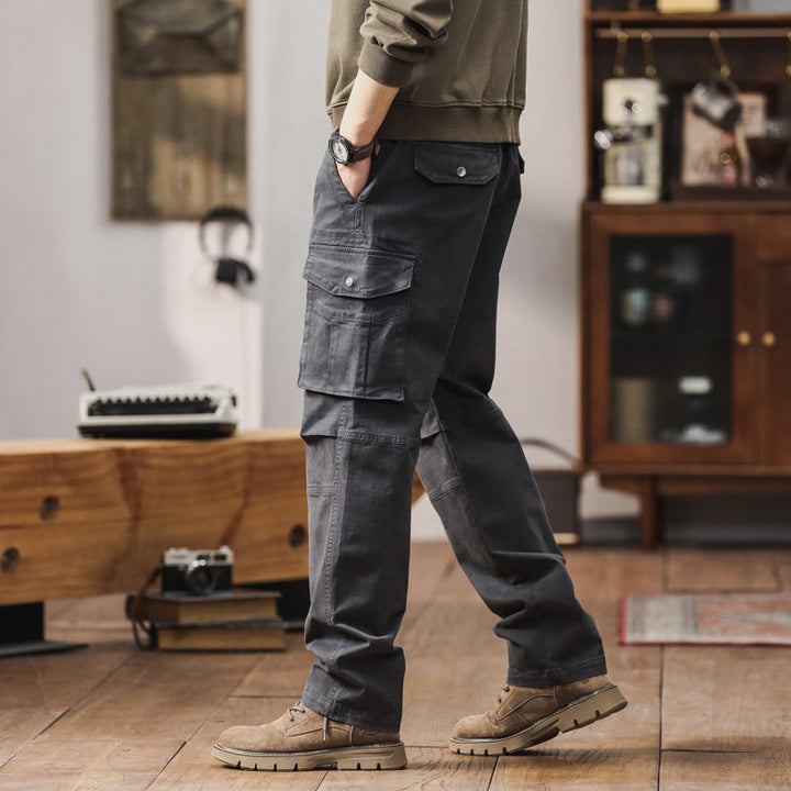 Herren Cargo-Hose im Utility-Stil mit Elastikbund, Kordelzug und Mehrfach-Taschen Drune