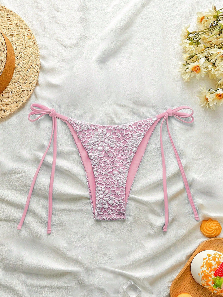 Damen Bikiniunterteil mit floralen Spitzenapplikationen Drune