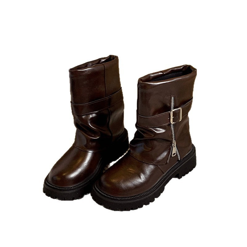 Damen Lässige Stiefeletten mit Schnallen-Design Drune