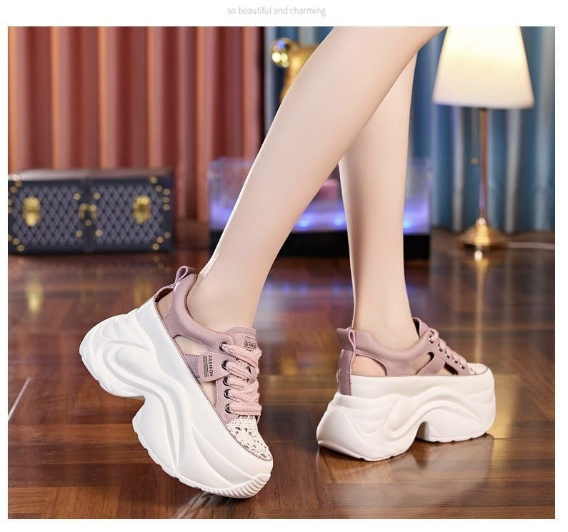Damen Plateau-Sneaker mit luftiger Oberflächenstruktur und bequemer Dämpfung Drune