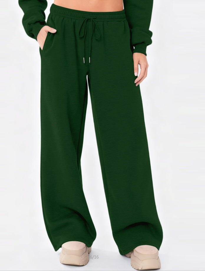 Damen nan weite Loungehose mit hohem Komfortbund, elastischem Tunnelzug und seitlichen Eingrifftaschen Drune