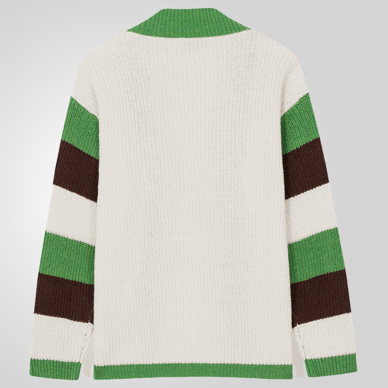 Herren Offene Strickjacke mit breiten Streifen und lässigem Schnitt Drune
