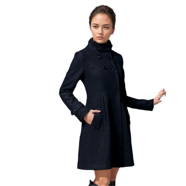 Damen eleganter Wollmantel mit modernem Kragen und praktischen Taschen Drune
