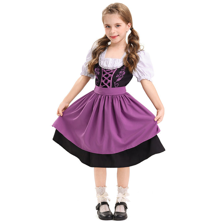 Damen nan traditionelles Kinderdirndl mit geschnürtem Mieder und zweilagiger Schürze Drune