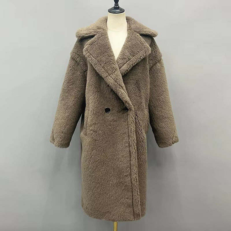 Damen Fleece-Mantel mit doppelter Knopfleiste und trendigem Schnitt Drune