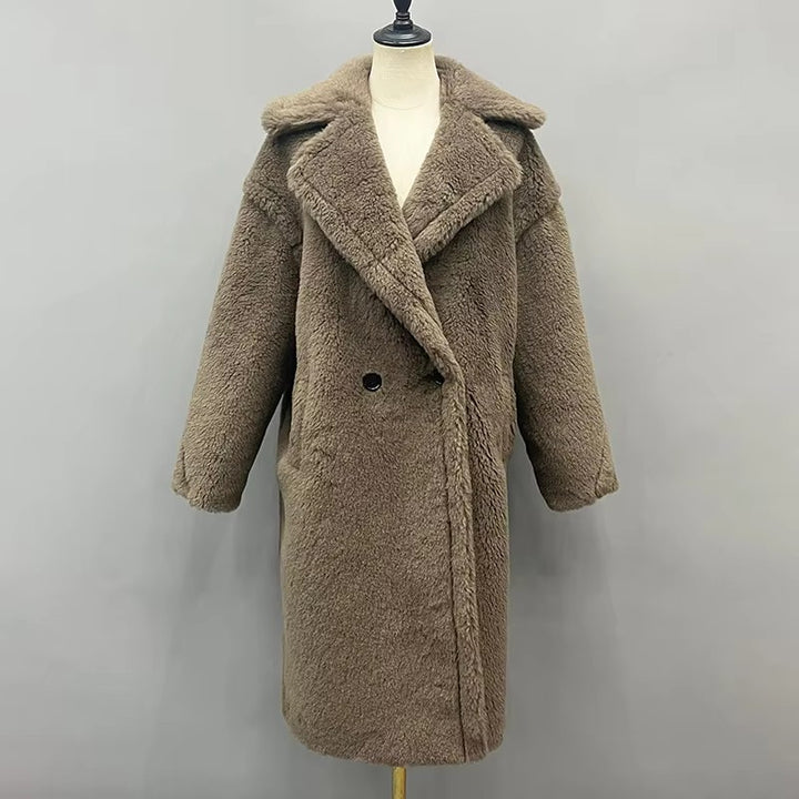Damen Fleece-Mantel mit doppelter Knopfleiste und trendigem Schnitt Drune
