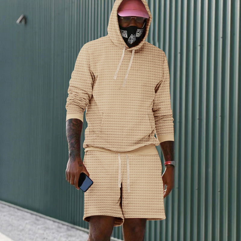 Herren Sportiv gestepptes Hoodie- und Shorts-Set Drune