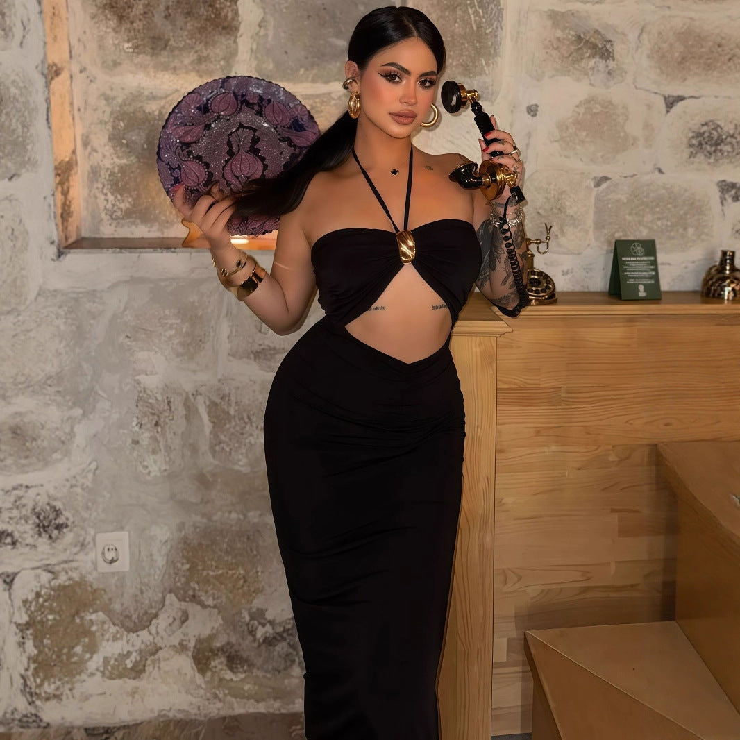 Damen figurbetontes Abendkleid mit schulterfreiem Design und eleganter Drapierung Drune
