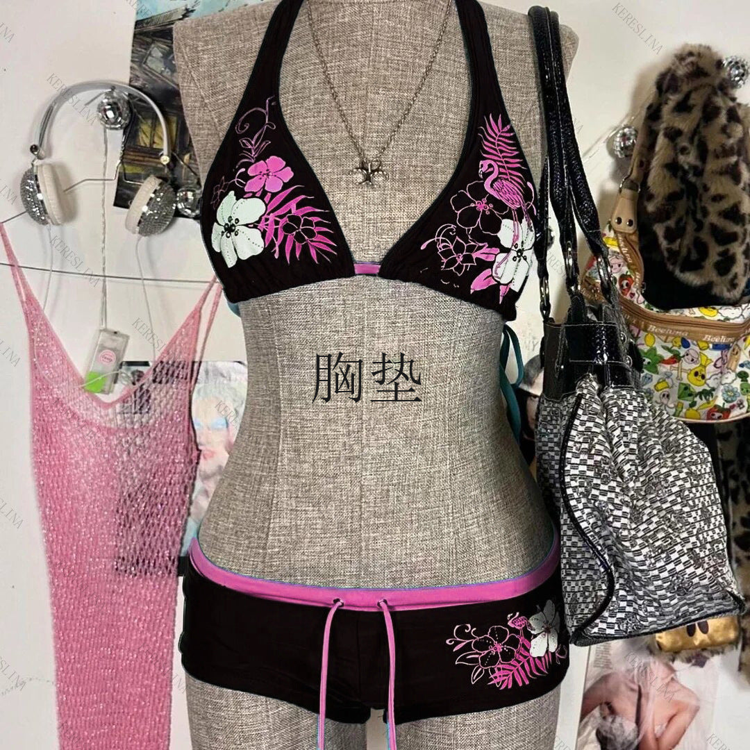Damen-Bikini-Set mit floralem Design und verstellbaren Trägern Drune