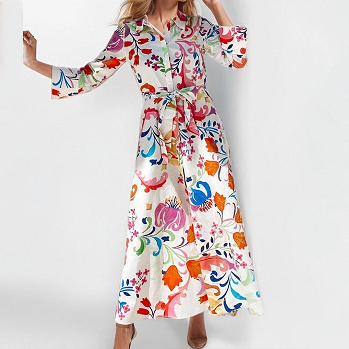 Damen Maxikleid mit floralem Muster und hohem Schlitz Drune