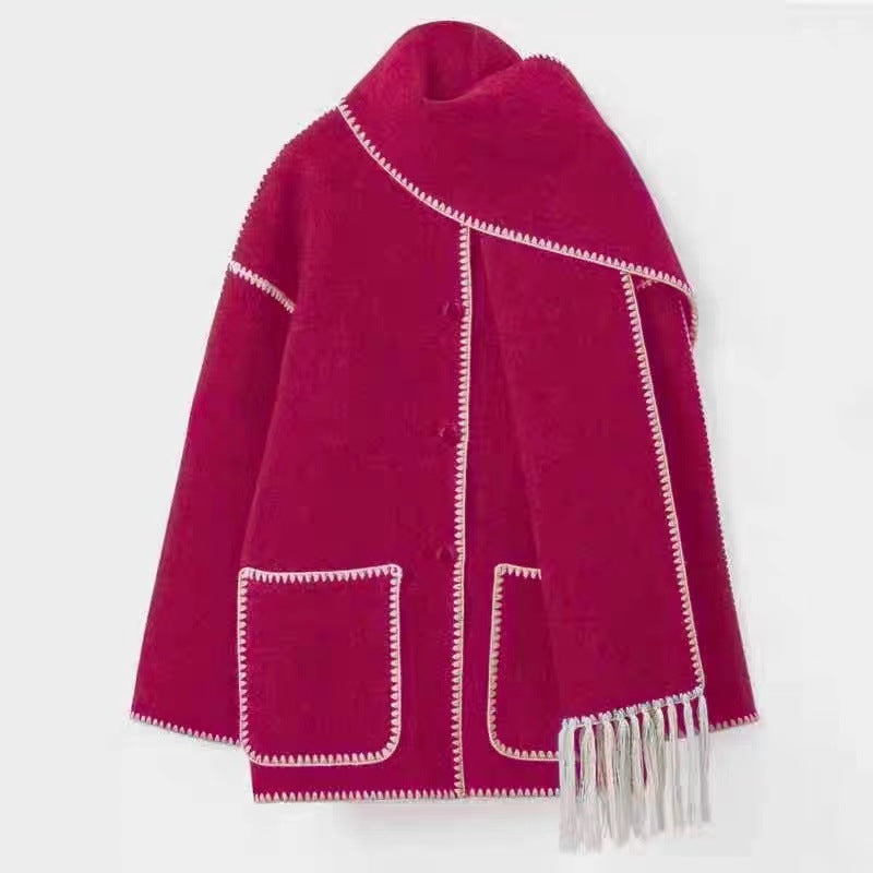 Damen Elegante und komfortable Wolle-Mantel Drune