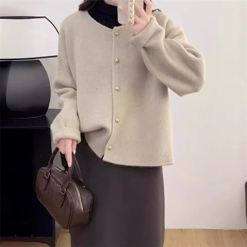 Damen kuscheliger Strickcardigan mit edlen Knöpfen und weitem Schnitt Drune