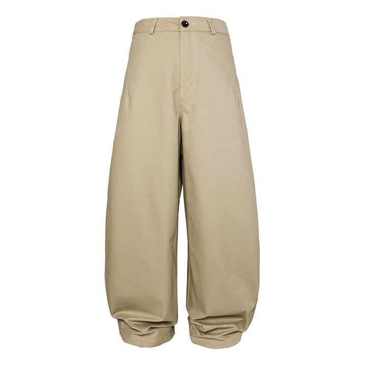 Damen Hohe Taillenweite Culotte-Hose aus schwerer Baumwollmischung mit Umschlagbund Drune