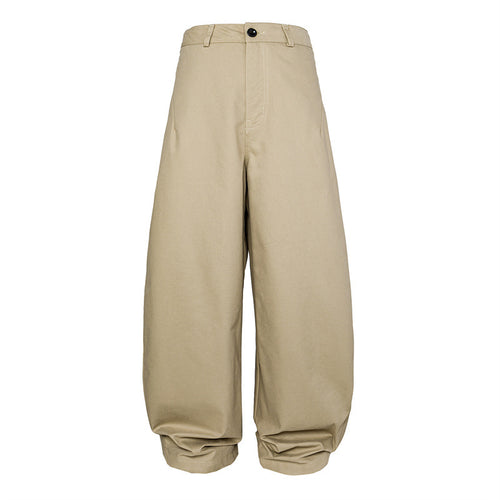 Damen Hohe Taillenweite Culotte-Hose aus schwerer Baumwollmischung mit Umschlagbund Drune