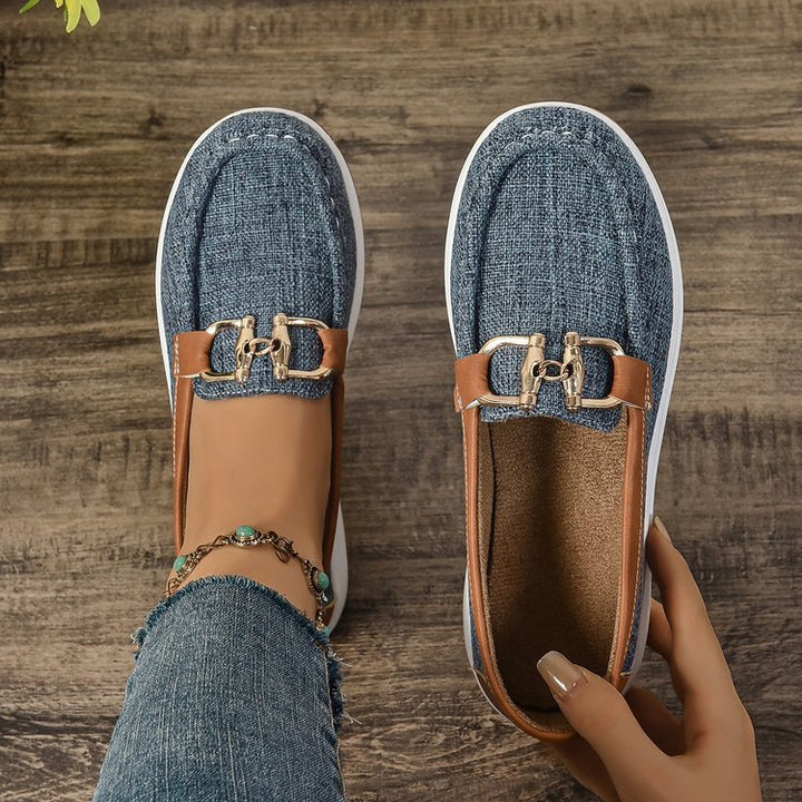 Damen Slip-On Clogs mit modischem Karomuster und elegantem Schnallen-Detail Drune