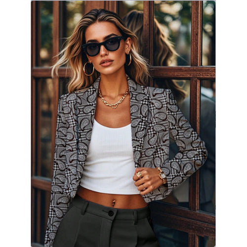 Damen Blazer mit modischem Paisleymuster und tailliertem Schnitt Drune
