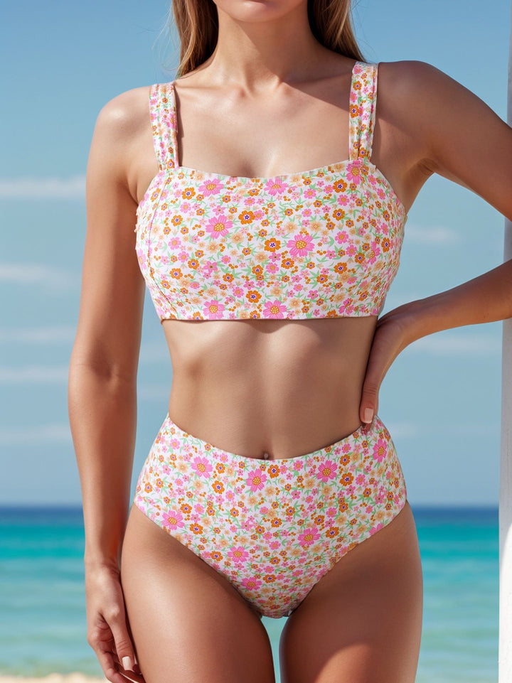 Damen Hochgeschnittener Tankini mit floralen Mustern Drune
