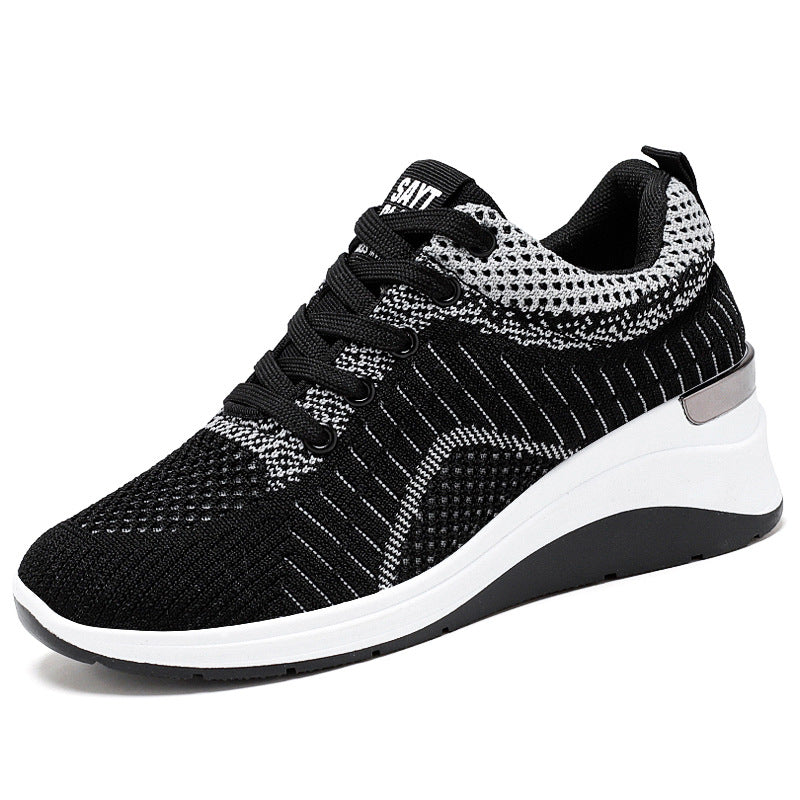 Damen nan gestrickter Keil-Sneaker mit atmungsaktivem Strick-Obermaterial, gepolstertem Komfortfußbett und rutschfester Profilsohle Drune