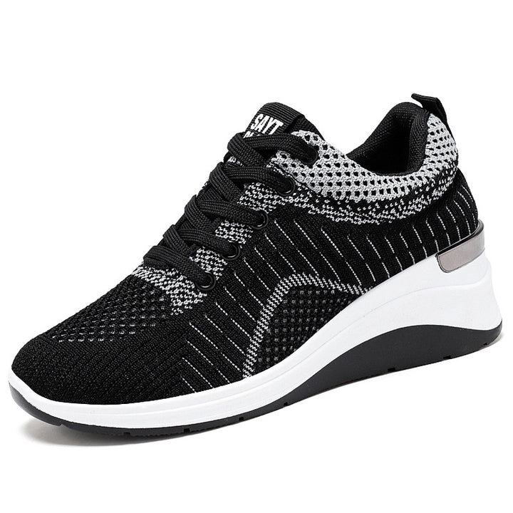 Damen nan gestrickter Keil-Sneaker mit atmungsaktivem Strick-Obermaterial, gepolstertem Komfortfußbett und rutschfester Profilsohle Drune