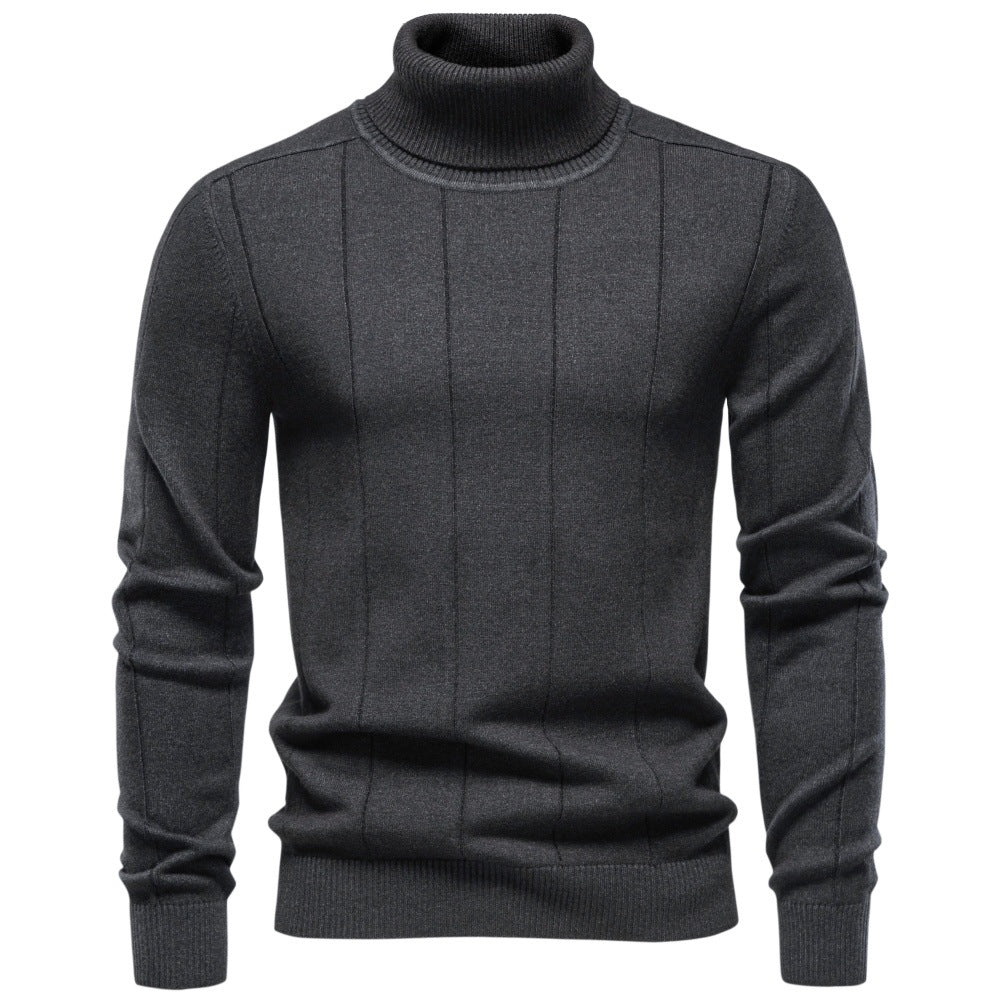 Herren Rollkragenpullover aus hochwertigem Feinstrick mit vertikaler Strukturnaht Drune