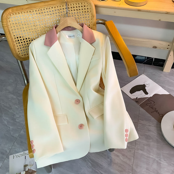 Damen modischer Blazer mit elegantem Kragen und besonderen Knopfdetails Drune