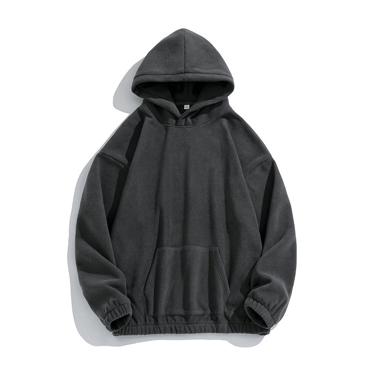 Unisex Oversize Fleece-Hoodie mit elastischem Saum und aufgesetzter Kängurutasche Drune