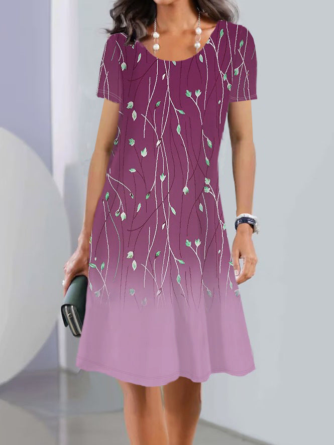Damen Floral Bedrucktes A-Linien Kleid Drune