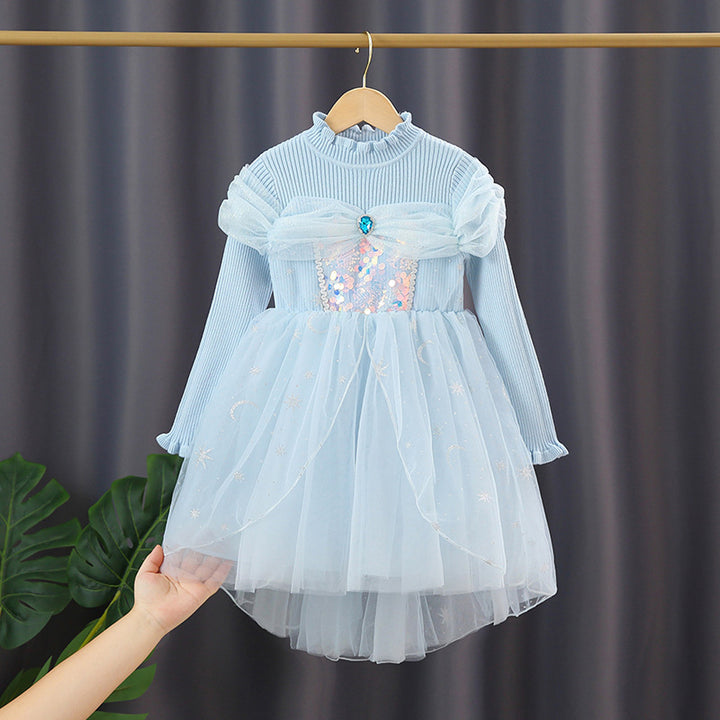 Mädchen festliches Tüllkleid mit funkelnden Applikationen Drune
