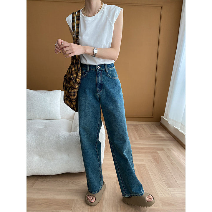 Damen High-Waist Jeans mit weitem Bein und lässiger Silhouette Drune