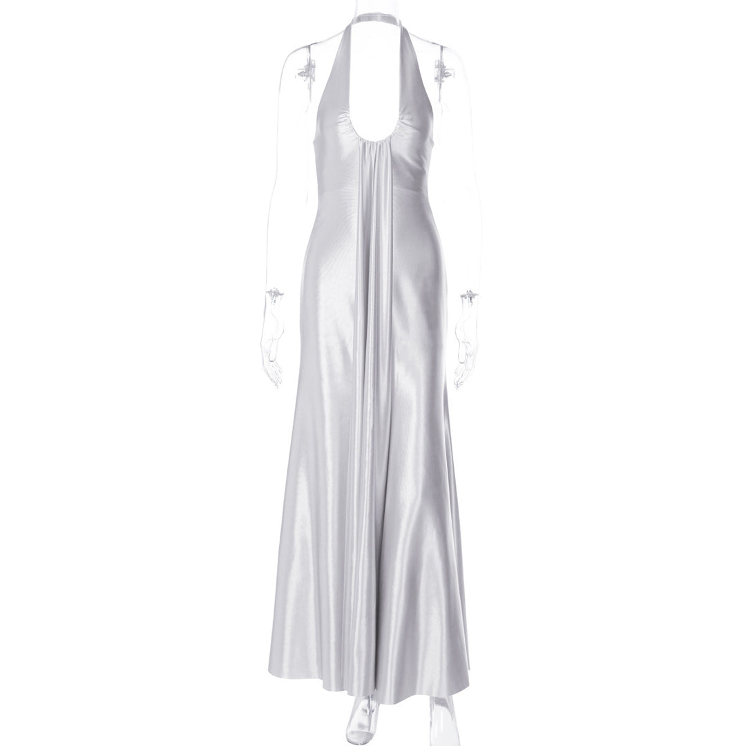 Damen Maxi Kleid mit eleganter Halterneck-Detaillierung und fließendem Schnitt Drune